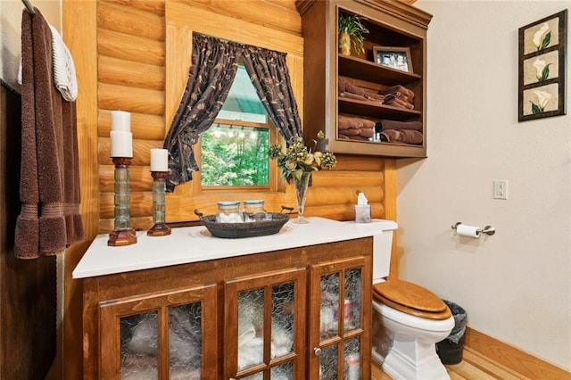 75581 N Hayes Rd, Kentwood, LA 70444 - half bathroom with rustic walls and vanity