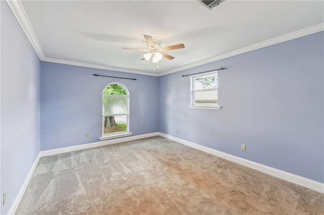 333 Bertolino Dr, Kenner, LA 70065 - carpeted empty room featuring a ceiling fan and crown molding