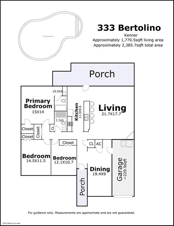 333 Bertolino Dr, Kenner, LA 70065 - view of property floor plan