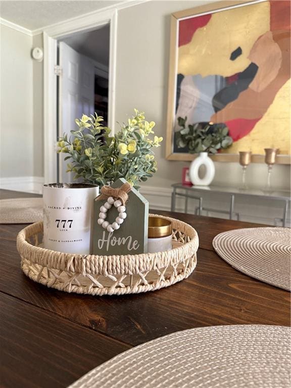 24473 Sanders Rd, Covington, LA 70435 - dining area view of ornamental molding and baseboards