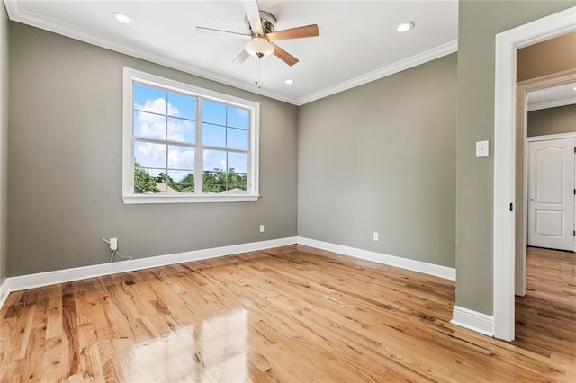 4953 Music St, New Orleans, LA 70122 - unfurnished room featuring ornamental molding, ceiling fan, wood finished floors, and recessed lighting