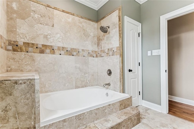 4953 Music St, New Orleans, LA 70122 - full bathroom with ornamental molding and tiled shower / bath