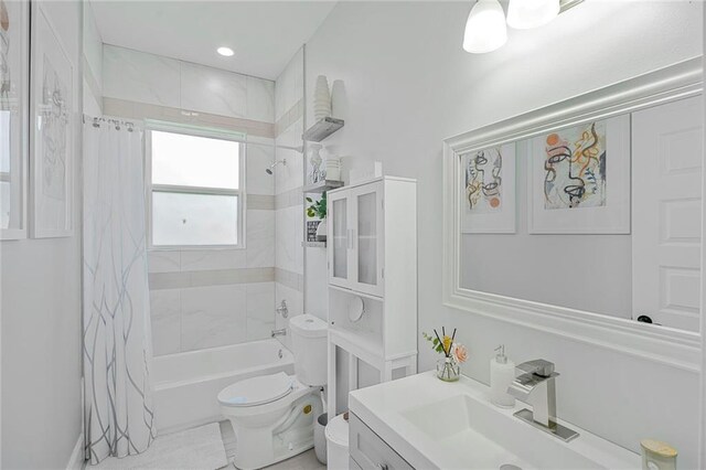 251 Oakmont Dr, New Orleans, LA 70128 - bathroom with shower / bath combination with curtain and vanity
