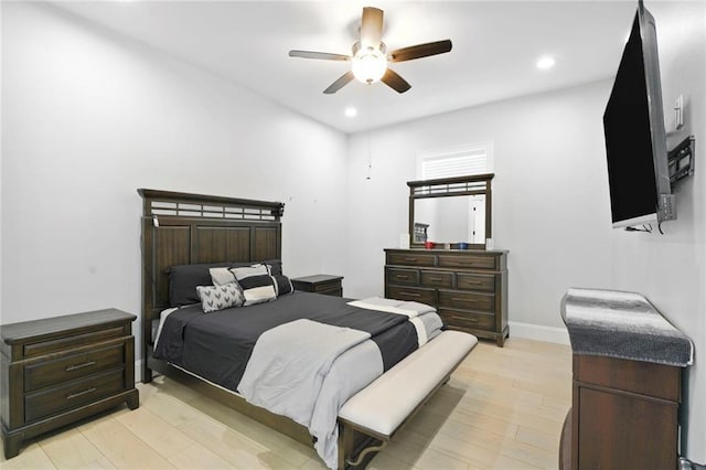 251 Oakmont Dr, New Orleans, LA 70128 - bedroom featuring recessed lighting, light wood-style floors, and ceiling fan
