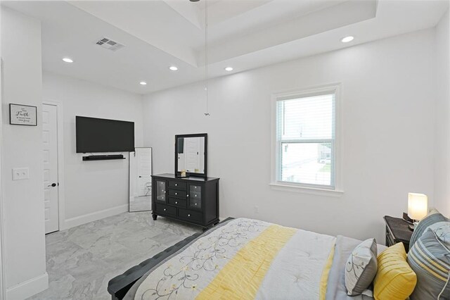 251 Oakmont Dr, New Orleans, LA 70128 - bedroom featuring marble look tiles and recessed lighting