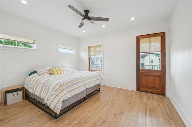 845 Pontalba St, New Orleans, LA 70124 - bedroom featuring light wood finished floors, recessed lighting, and ceiling fan