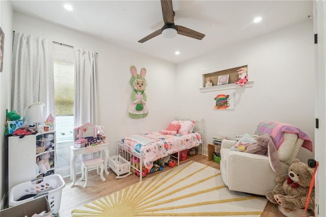 845 Pontalba St, New Orleans, LA 70124 - bedroom featuring wood finished floors, recessed lighting, and ceiling fan