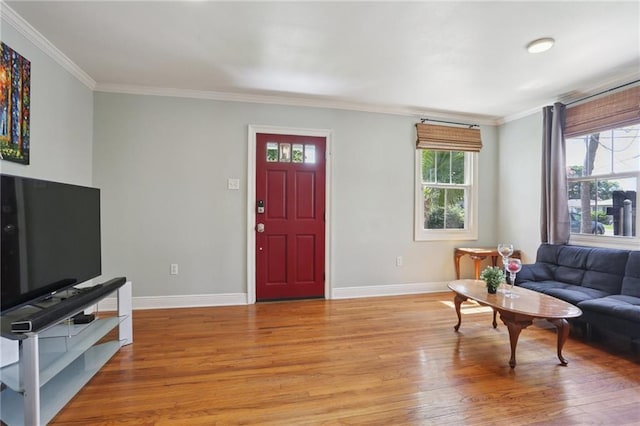 528 Carrollton Ave, Metairie, LA 70005 - living area with ornamental molding and light wood-style floors