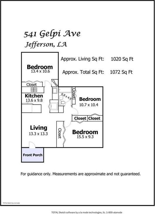 541 Gelpi Ave, Jefferson, LA 70121 - view of floor plan / room layout
