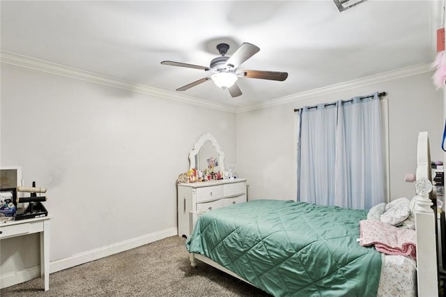 127 Herwig Bluff Rd, Slidell, LA 70461 - carpeted bedroom with crown molding and a ceiling fan