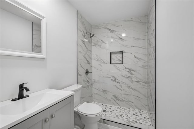 1408 N Sugar Ridge Rd, La Place, LA 70068 - bathroom featuring marble finish flooring, vanity, and a marble finish shower