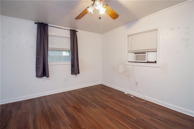 524 Camelia Ave, La Place, LA 70068 - spare room featuring wood finished floors, ceiling fan, ornamental molding, and cooling unit