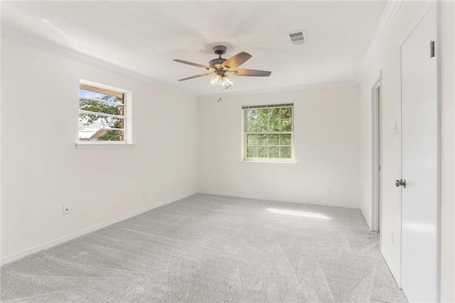 1524 Peach St, Metairie, LA 70001 - unfurnished room featuring ornamental molding, a ceiling fan, and light colored carpet