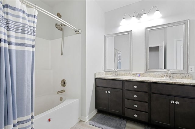 28794 Berry Todd Rd, Lacombe, LA 70445 - bathroom with shower / bathtub combination with curtain and double vanity