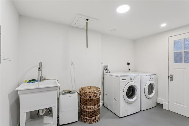 3222 Octavia St, New Orleans, LA 70125 - washroom with separate washer and dryer and recessed lighting