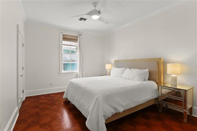 901 Henry Clay Ave, New Orleans, LA 70118 - bedroom featuring crown molding and a ceiling fan