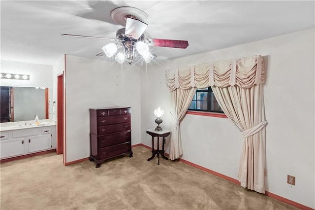 2820 Metairie Ct, Metairie, LA 70002 - bedroom with light carpet, a ceiling fan, and ensuite bathroom