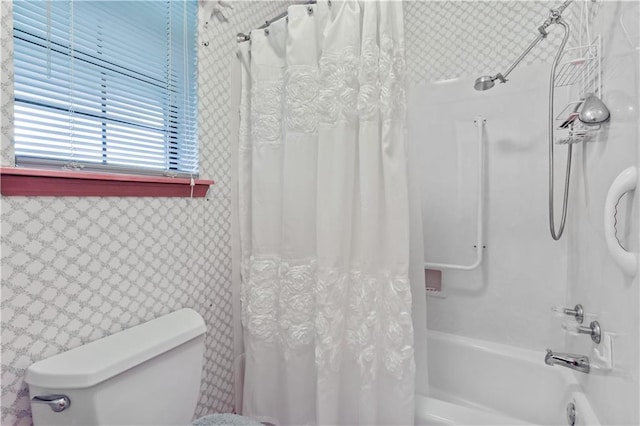 2820 Metairie Ct, Metairie, LA 70002 - full bathroom with wallpapered walls and shower / bathtub combination with curtain