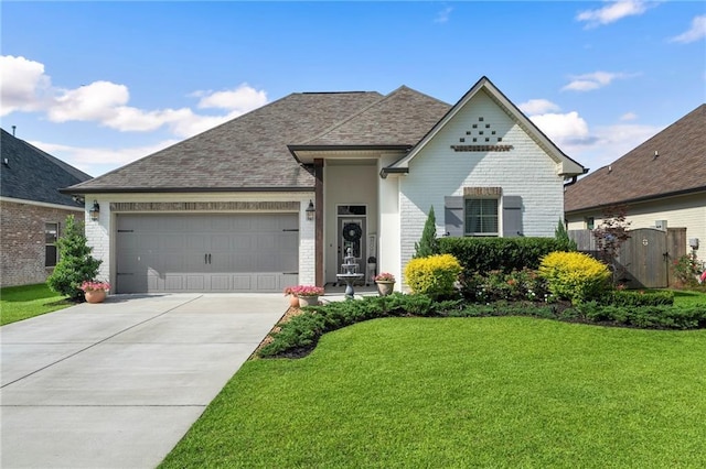502 Terrace Lake Dr, Covington, LA 70435 - view of front facade featuring brick siding, an attached garage, a front yard, and concrete driveway