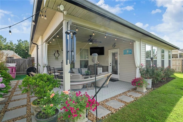 502 Terrace Lake Dr, Covington, LA 70435 - back of house with a patio area, ceiling fan, and an outdoor hangout area