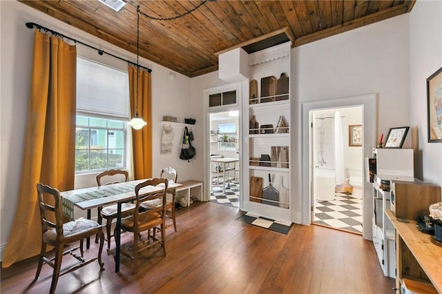 2018 Adams St, New Orleans, LA 70118 - dining space featuring wood ceiling and wood finished floors