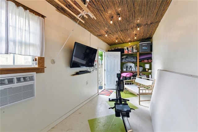 2018 Adams St, New Orleans, LA 70118 - home office featuring concrete floors and wooden ceiling