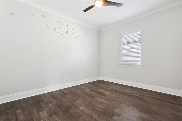5502 Wilton Dr, New Orleans, LA 70122 - empty room with dark wood-style floors, ceiling fan, and crown molding