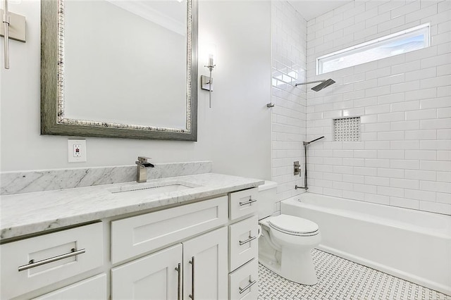 5502 Wilton Dr, New Orleans, LA 70122 - full bathroom featuring vanity, bathtub / shower combination, and tile patterned flooring
