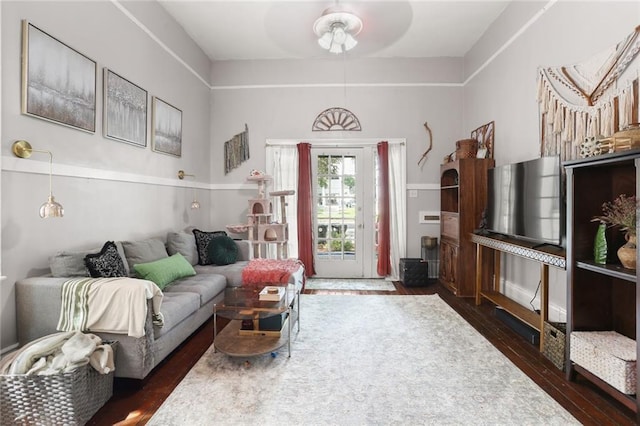 4149-51 Canal St, New Orleans, LA 70119 - living room featuring dark wood-type flooring and a ceiling fan