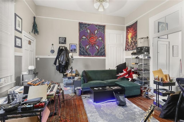 4149-51 Canal St, New Orleans, LA 70119 - living area with hardwood / wood-style flooring and a ceiling fan