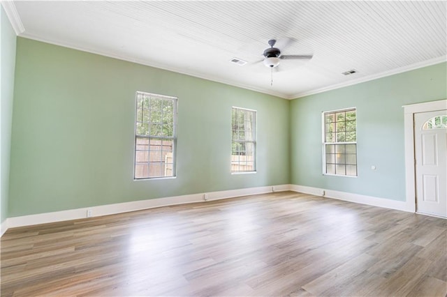 2970 College St, Slidell, LA 70458 - unfurnished room with ornamental molding, ceiling fan, and wood finished floors
