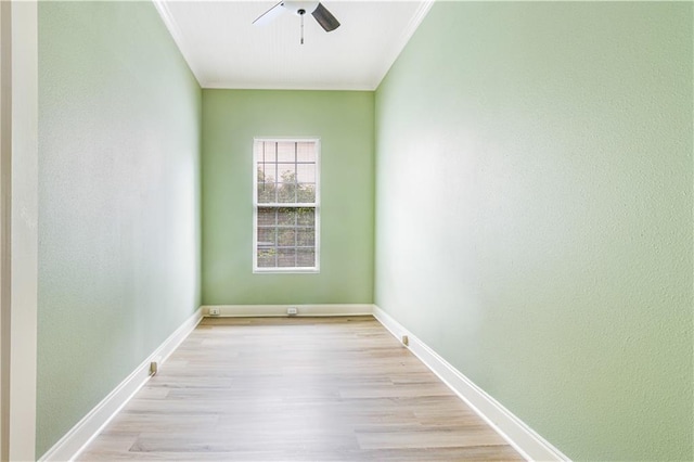 2970 College St, Slidell, LA 70458 - spare room with a ceiling fan, light wood-type flooring, and ornamental molding