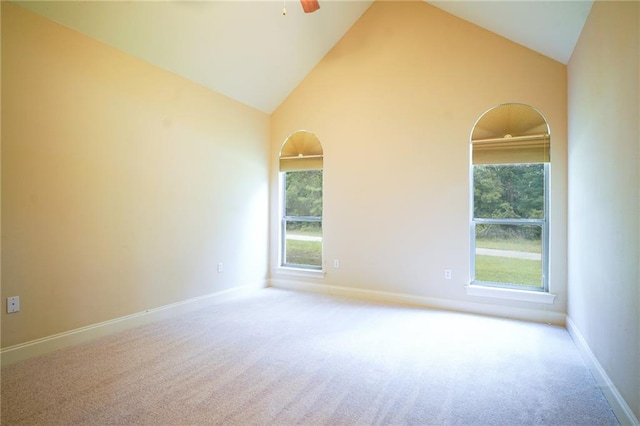 626 Bellingrath Ln, Slidell, LA 70458 - unfurnished room with carpet, ceiling fan, and high vaulted ceiling