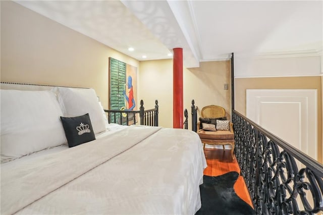 740 Esplanade Ave Unit 3, New Orleans, LA 70116 - bedroom with crown molding, wood finished floors, and recessed lighting