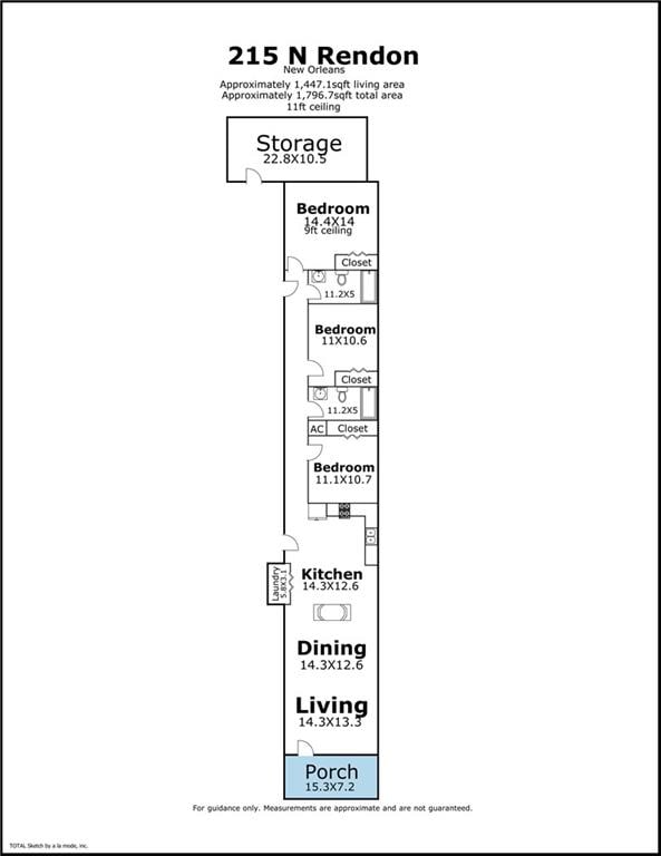215 N Rendon St, New Orleans, LA 70119 - view of home floor plan