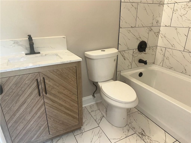 2012 S Sugar Ridge Rd, La Place, LA 70068 - bathroom featuring marble look tile flooring, vanity, and shower / bath combination