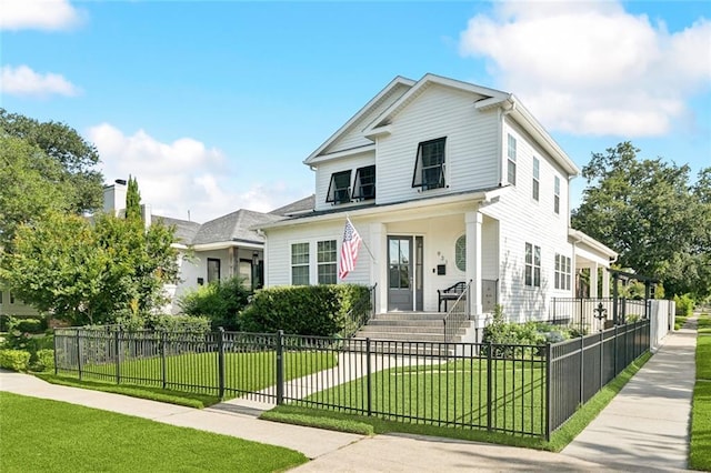 931 French St, New Orleans, LA 70124 - view of front of home with a fenced front yard and a porch