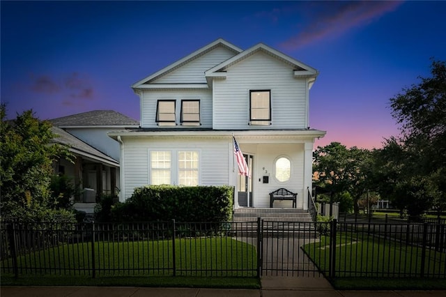 931 French St, New Orleans, LA 70124 - view of front of home with covered porch, a fenced front yard, and a gate