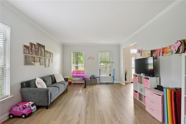 1125 Lori Dr, Slidell, LA 70461 - living room with light wood-type flooring and ornamental molding