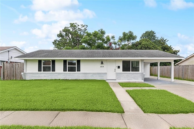 1614 River Oaks Dr, New Orleans, LA 70131 - single story home featuring concrete driveway, brick siding, a carport, and roof with shingles