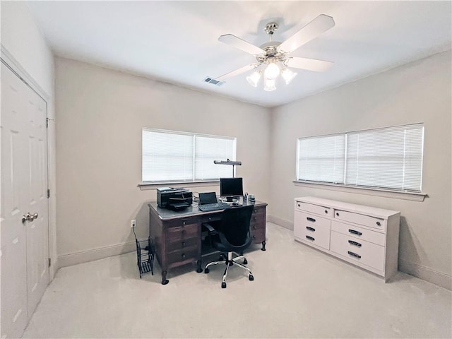 207 Hidden Springs Ln, Covington, LA 70433 - office featuring a ceiling fan and light carpet