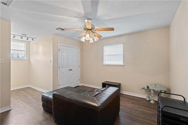 1 Platt St, Kenner, LA 70065 - sitting room featuring dark wood-style flooring and a ceiling fan