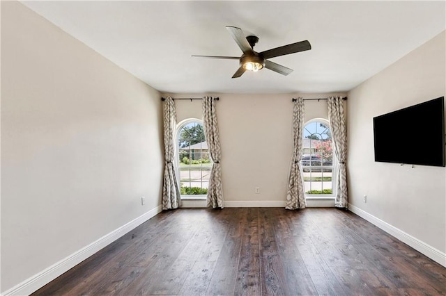 1424 Pecan Ave, Metairie, LA 70001 - unfurnished room featuring ceiling fan, plenty of natural light, and dark wood-type flooring