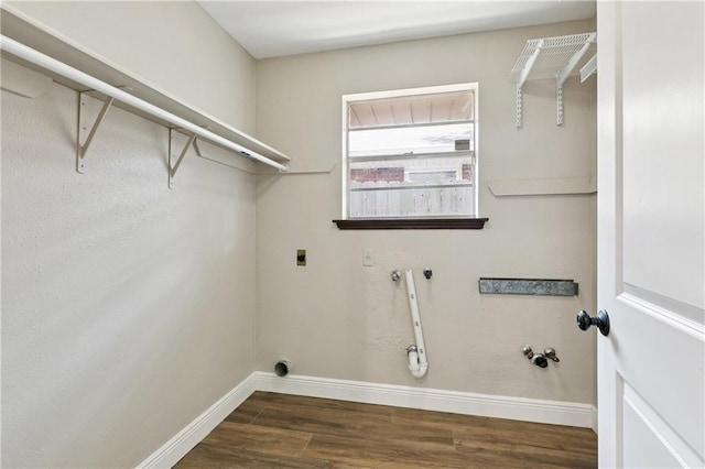 1424 Pecan Ave, Metairie, LA 70001 - laundry area with gas dryer hookup, electric dryer hookup, wood finished floors, and hookup for a washing machine