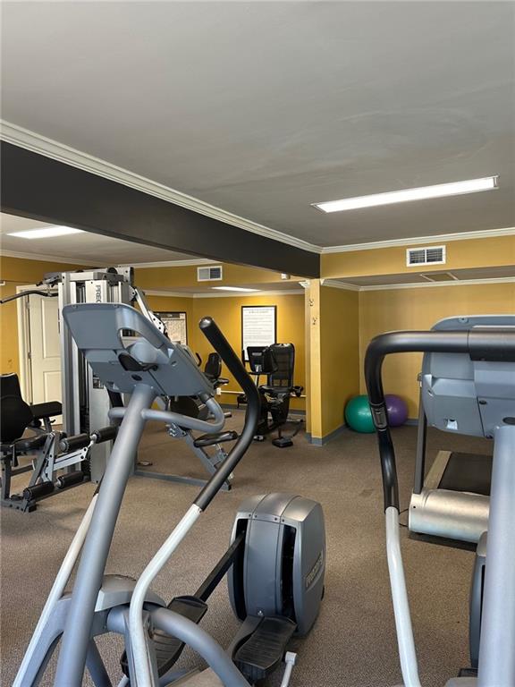3805 Houma Blvd Unit A243, Metairie, LA 70006 - gym with ornamental molding and carpet floors