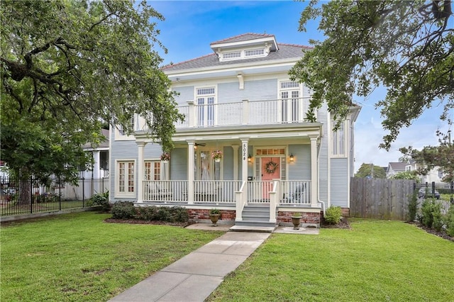 5024 S Claiborne Ave, New Orleans, LA 70125 - american foursquare style home with a balcony and a porch