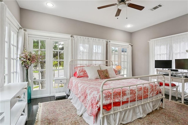5024 S Claiborne Ave, New Orleans, LA 70125 - bedroom featuring wood finished floors, recessed lighting, and ceiling fan