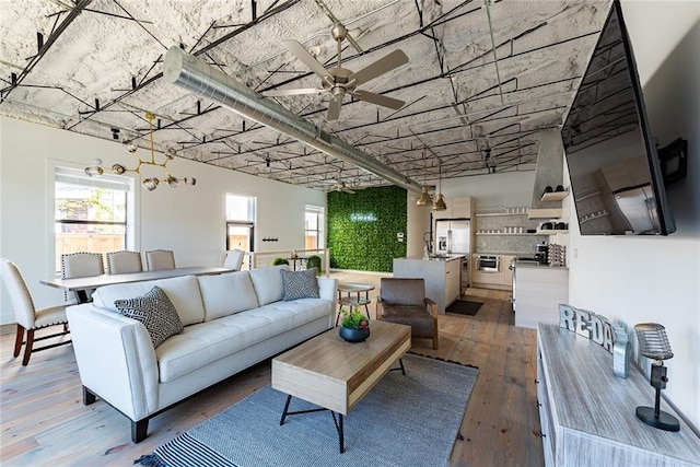 424 S Lopez St, New Orleans, LA 70119 - living room featuring wood-type flooring and a ceiling fan
