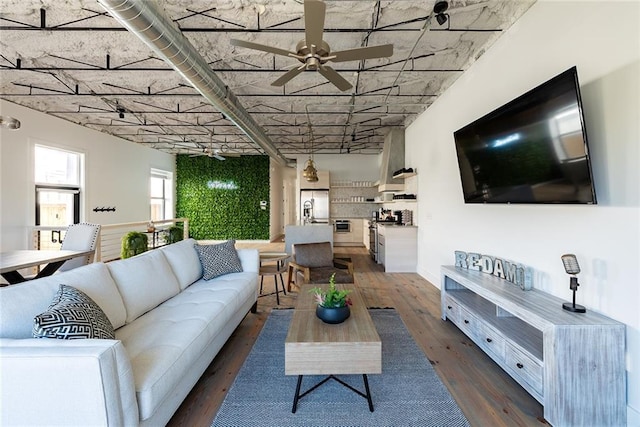 424 S Lopez St, New Orleans, LA 70119 - living room featuring a ceiling fan and wood finished floors