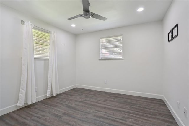 920 Hesper Ave, Metairie, LA 70005 - spare room with dark wood-style flooring, recessed lighting, and a ceiling fan